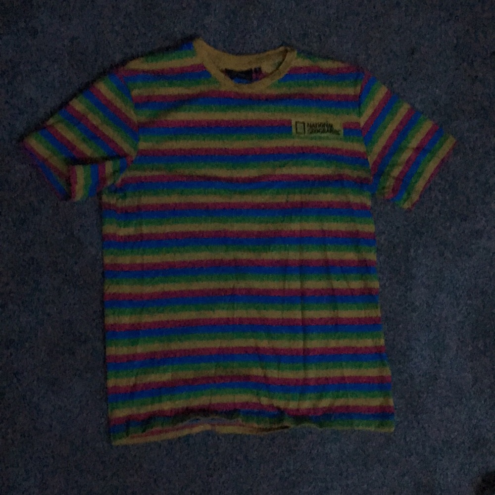 Nat Geo multicolored stripped tee.